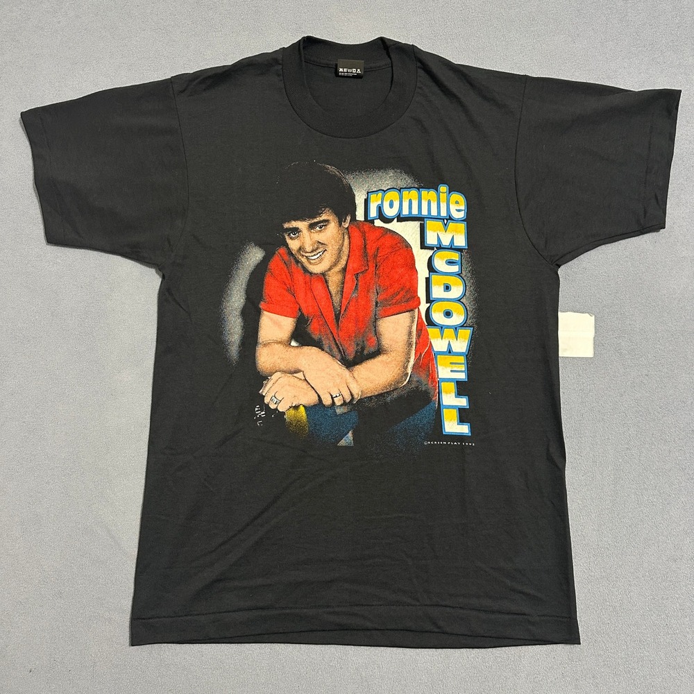 Vintage 1992 Screen‎ Stars Best Ronnie McDowell T-Shirt Single Stitch Black L